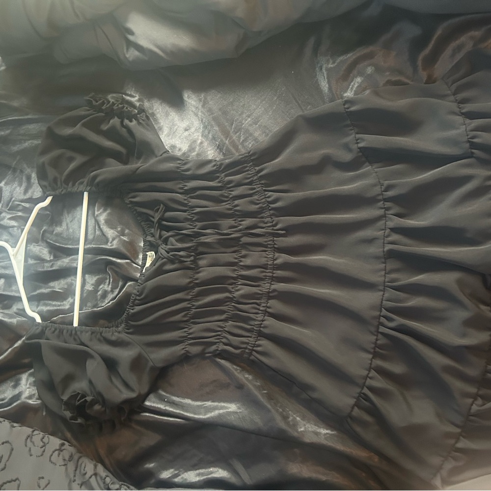 Liberty Black Ruffled V-Neck Dress